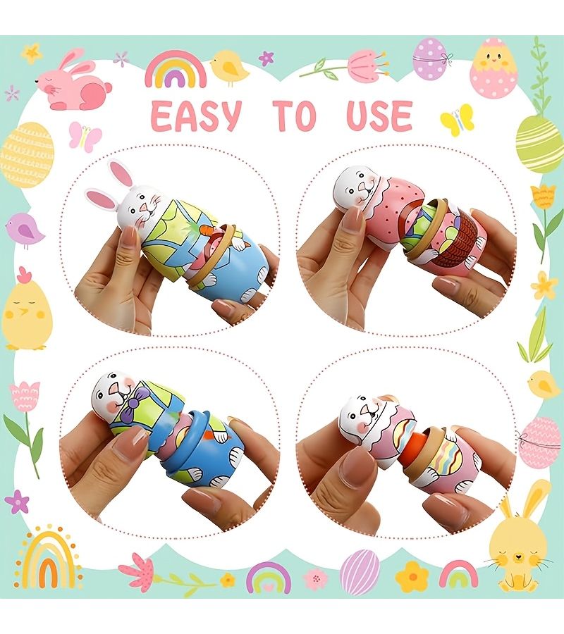5 Piece Set Of Rabbits Easter Bunny Nesting Dolls Handmade Stackable Toys Holiday Gifts - Image 5