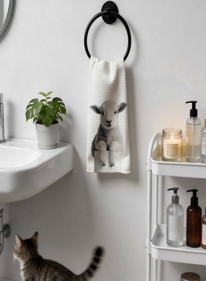 INDAJEDN Funny Sheep Gifts Hand Towel, Cute Sheep Dish Towel for Bathroom Washroom Decor, Funny Black and White Bathroom Washroom Decor, 16x24 Inch - Image 2