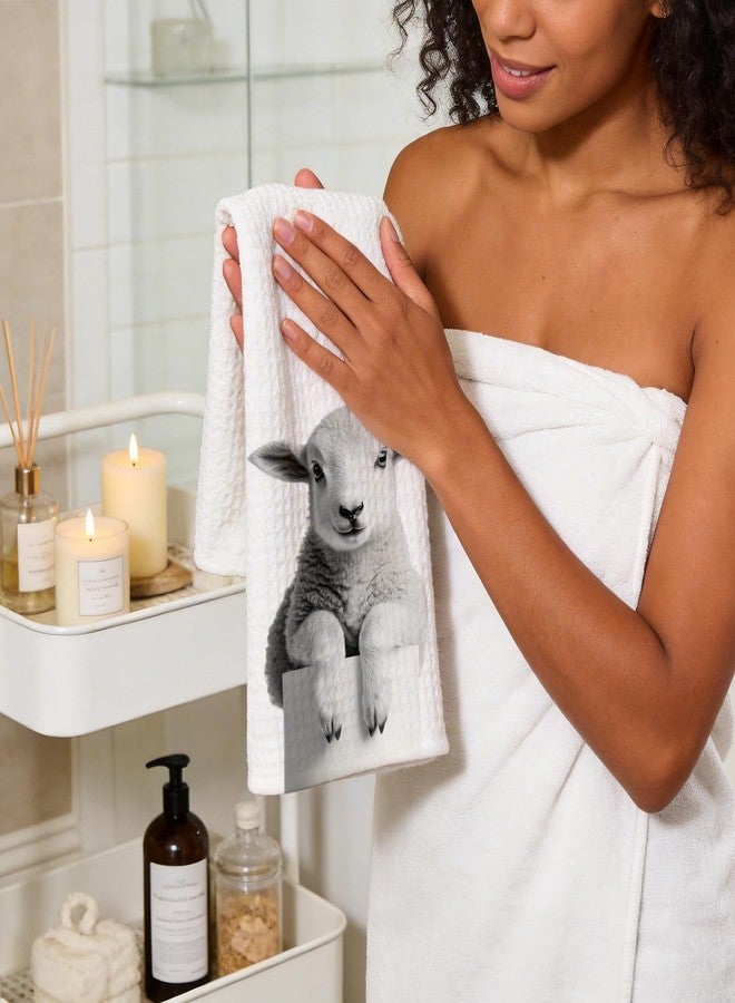 INDAJEDN Funny Sheep Gifts Hand Towel, Cute Sheep Dish Towel for Bathroom Washroom Decor, Funny Black and White Bathroom Washroom Decor, 16x24 Inch - Image 4