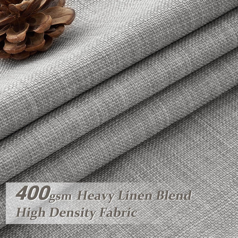 PleatedDrapes Blackout Pinch Pleated Light Grey Curtains 96 Inches Long 2 Panels Set for Bedroom, Memory Trained Dual Layer Thick Linen Noise Cancelling Insulated Modern Windows Curtain with Track System & Back Tab - Image 2