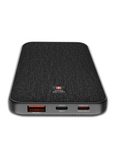 SWISS MILITARY 10000mAh Slim Power Bank (Cable Included) - 20W PD Fast Charging, USB-C & USB-A Ports, LED Indicator, Overcharge Protection for iPhone, Samsung, iPad, Android Tablets - Black  - Image 2