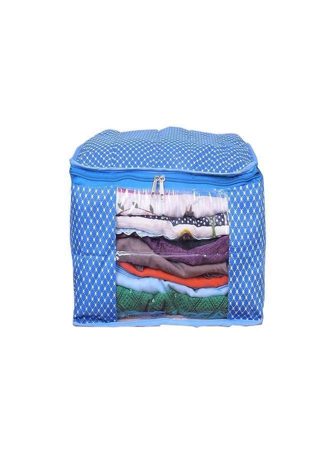 ABBASI Saree Cover Storage Bag Big for Clothes with Zip Organizer for Wardrobe, Large Design Boxes (Blue, Pack of 2) - Image 2