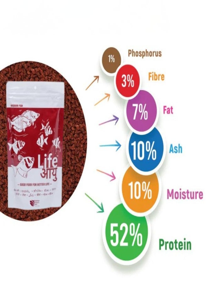 THE BRREED Life Aayu Color Enhancing Fish Food for Freshwater Fishes - Medium - 100g, All Life Stages, Pellet - Image 4