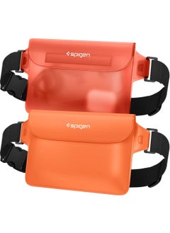 Spigen Aqua Shield Waterproof Pouch Bag A620 (2-Pack) Dry Bag with Adjustable Waist Strap for Beach Swimming Fishing Camping Canoeing Hiking Kayaking Paddle Boarding & Boating - Sunset Orange [2 PACK]  - Image 1