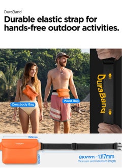 Spigen Aqua Shield Waterproof Pouch Bag A620 (2-Pack) Dry Bag with Adjustable Waist Strap for Beach Swimming Fishing Camping Canoeing Hiking Kayaking Paddle Boarding & Boating - Sunset Orange [2 PACK]  - Image 4