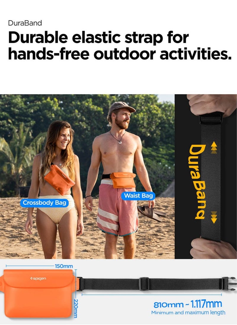 Spigen Aqua Shield Waterproof Pouch Bag A620 (2-Pack) Dry Bag with Adjustable Waist Strap for Beach Swimming Fishing Camping Canoeing Hiking Kayaking Paddle Boarding & Boating - Sunset Orange [2 PACK]  - Image 4