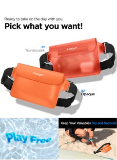Spigen Aqua Shield Waterproof Pouch Bag A620 (2-Pack) Dry Bag with Adjustable Waist Strap for Beach Swimming Fishing Camping Canoeing Hiking Kayaking Paddle Boarding & Boating - Sunset Orange [2 PACK]  - Image 2