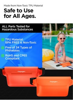 Spigen Aqua Shield Waterproof Pouch Bag A620 (2-Pack) Dry Bag with Adjustable Waist Strap for Beach Swimming Fishing Camping Canoeing Hiking Kayaking Paddle Boarding & Boating - Sunset Orange [2 PACK]  - Image 5