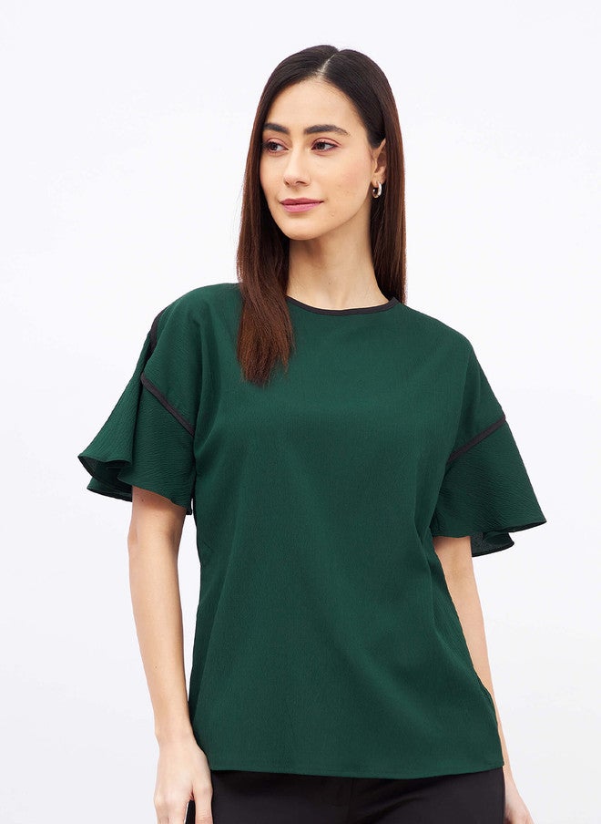 SALT ATTIRE Boat Neck Flared Sleeve Top - Image 1