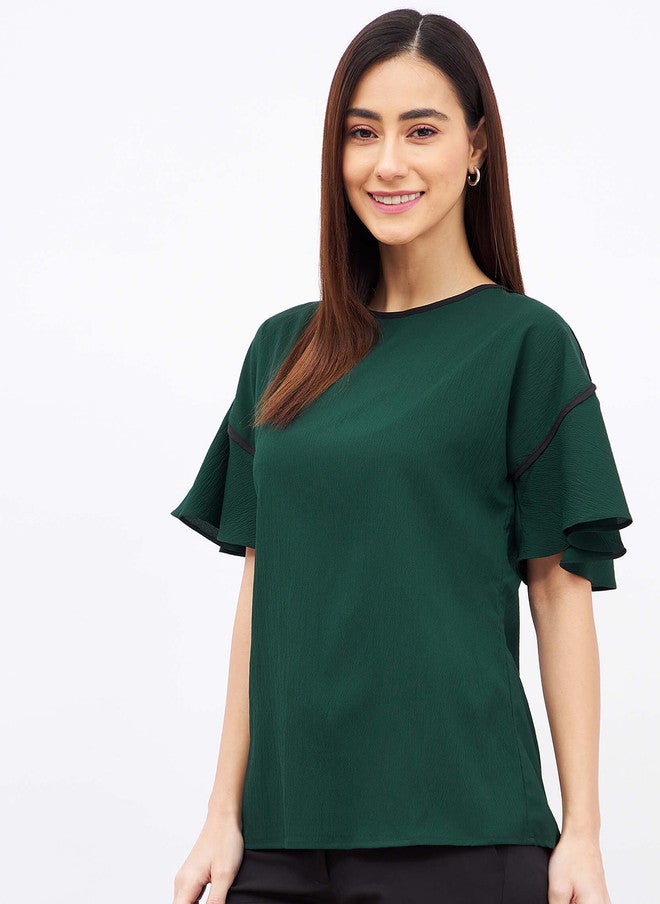 SALT ATTIRE Boat Neck Flared Sleeve Top - Image 3