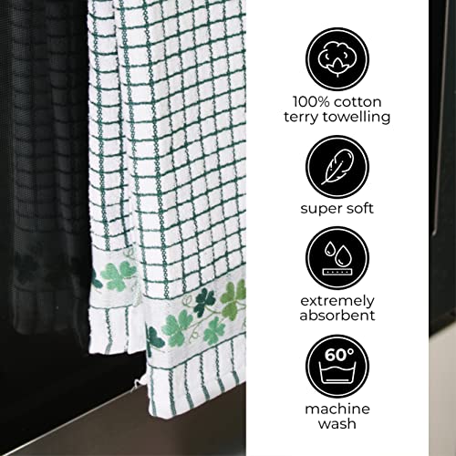 Samuel Lamont Poli-dri Jacquard Towel White with Green and SHAMROCK trim - Image 5