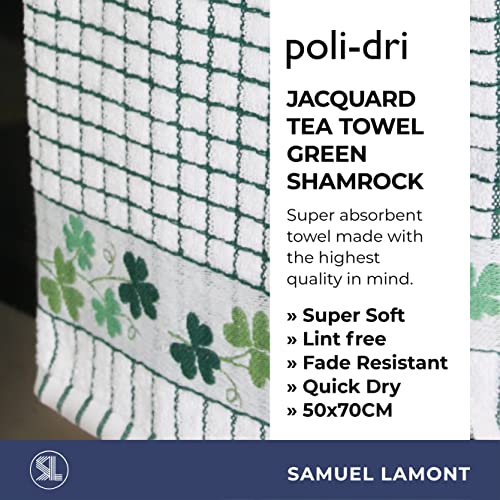 Samuel Lamont Poli-dri Jacquard Towel White with Green and SHAMROCK trim - Image 2
