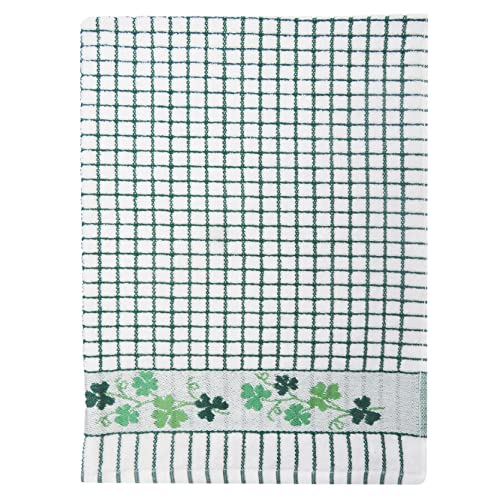 Samuel Lamont Poli-dri Jacquard Towel White with Green and SHAMROCK trim - Image 1