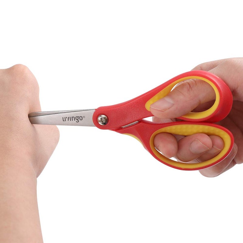 Livingo 5"" Small School Student Blunt Kids Craft Scissors  Sharp Stainless Steel Blades Safety Comfort Grip For Children Cutting Paper  Assorted Color  3 Pack - Image 3