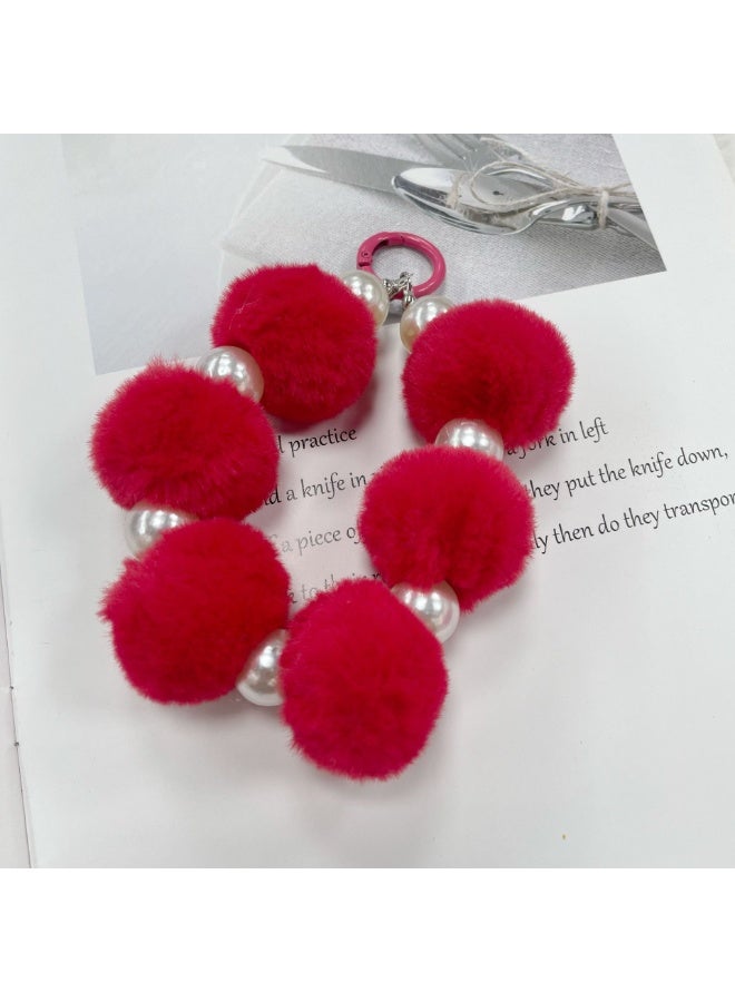 NIBEMINENT Phone Charm/ Chain Strap for Women Girls, Lazy Rabbit Furball Cell Phone Case Lanyard Wrist Strap