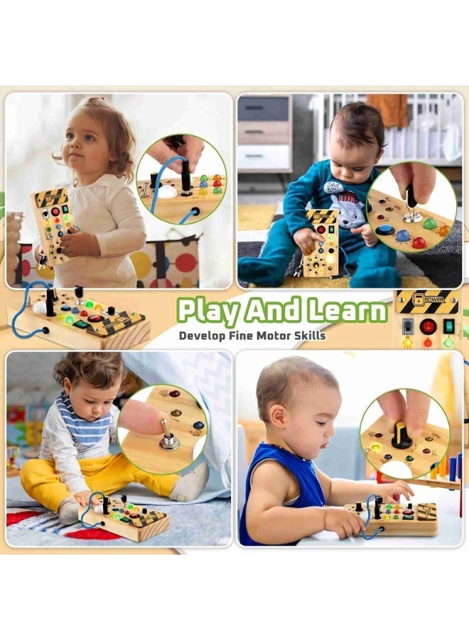 Capstro Wooden Busy Board for Toddlers with LED Lights, Switches, Buttons & Sensory Activities, Fine Motor Skill Learning Toy, Interactive Hands-On Activity Board – Music Busy Board - Image 5