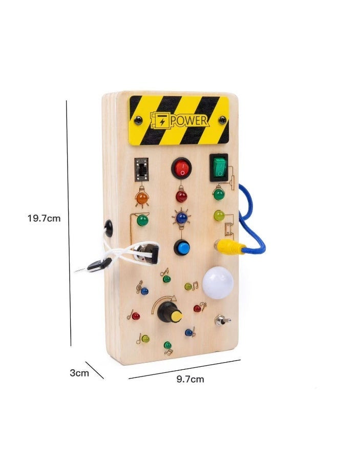 Capstro Wooden Busy Board for Toddlers with LED Lights, Switches, Buttons & Sensory Activities, Fine Motor Skill Learning Toy, Interactive Hands-On Activity Board – Music Busy Board - Image 3