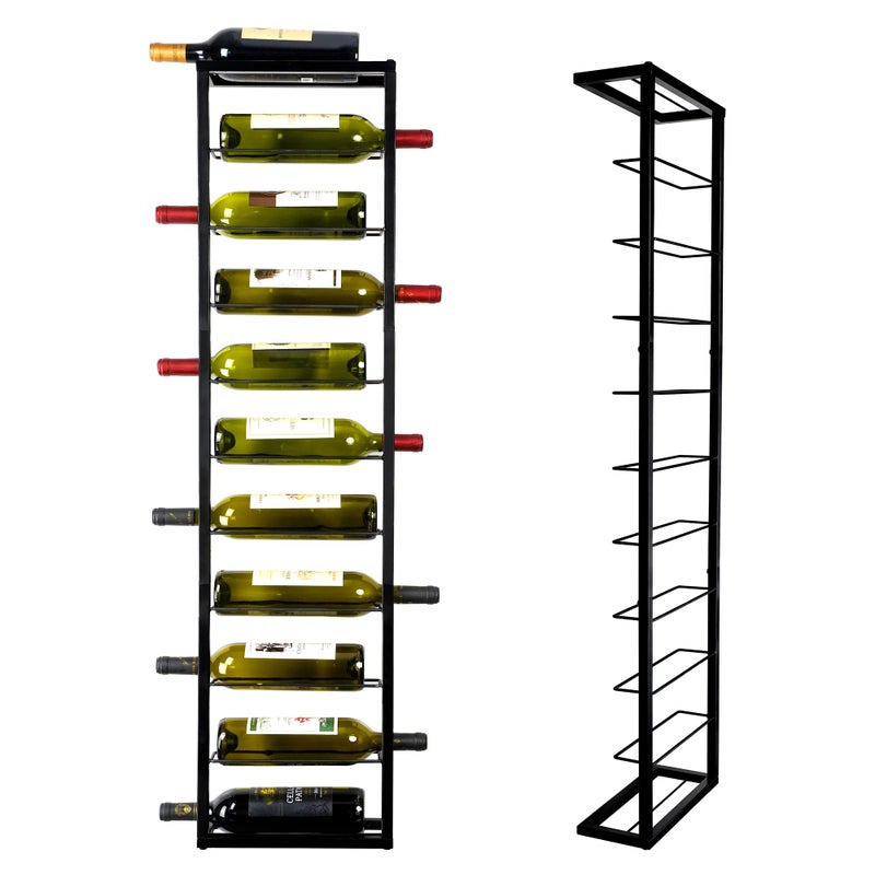 AQAREA Wall Mounted Wine Rack Metal Hanging 10 Bottle Wine Holder  Black Wine Storage Rack