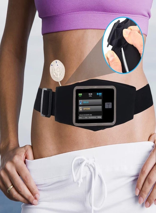 FSUHHIAD حزام مضخة الأنسولين، حامل مضخة الأنسولين مانع للارتداد متوافق مع Tandem t:Slim/t:Slim X2، حقيبة خصر طبية قابلة للتوسيع، ملحقات حزام مرضى السكري قابلة للتعديل، مستلزمات مرضى السكري - Image 3