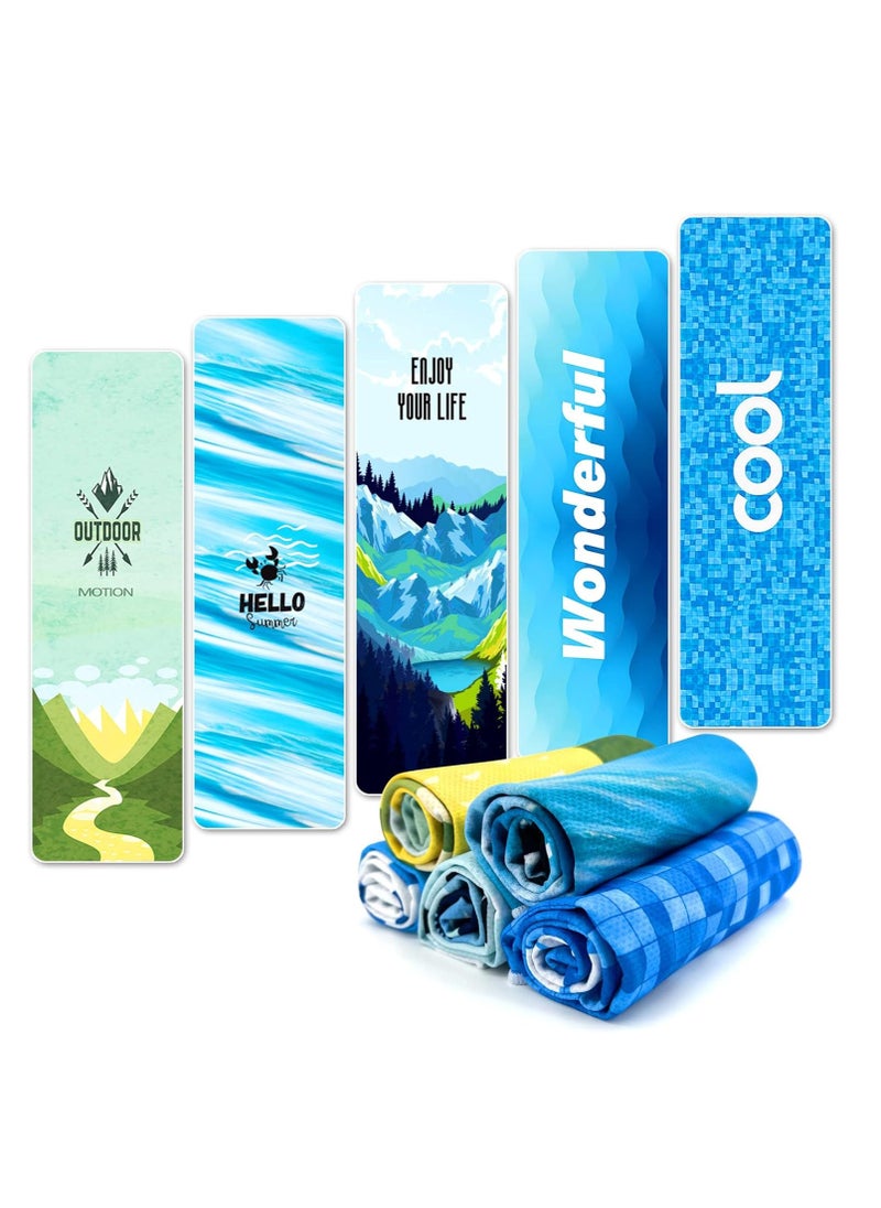 SYOSI Cooling Towel, 5packs Gym Towels For Neck, Soft Breathable Ice Towel, Fast Drying Microfiber Cool Towel, Lightweight Sport Fitness Sweat Towel, Travel Yoga Sport Running Workout Camping Fitness  - Image 1