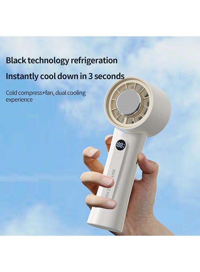 Luttec Ice Sense Semiconductor Handheld Fan, Long Life 4000mAh Portable Mini Fan, 5 Speed with Display Strong Wind Efficient and Fast Cooling, Foldable Cooling Fan, Type-C Quick Charge Home Office Outdoor Cooling Magic Tool  - Image 2