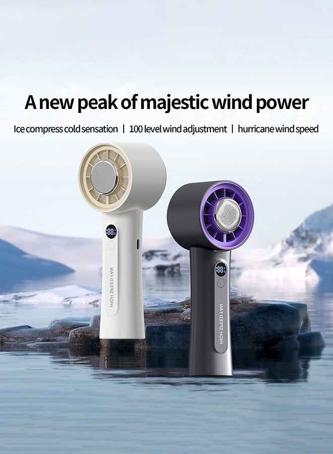 Luttec Ice Sense Semiconductor Handheld Fan, Long Life 4000mAh Portable Mini Fan, 5 Speed with Display Strong Wind Efficient and Fast Cooling, Foldable Cooling Fan, Type-C Quick Charge Home Office Outdoor Cooling Magic Tool  - Image 5