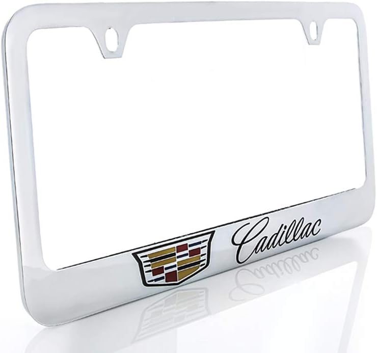 Cadillac Brass License Plate Frame with Chrome Finish (2 Hole) - Image 1