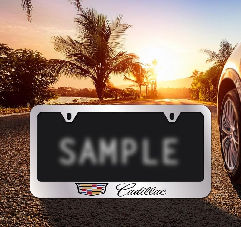 Cadillac Brass License Plate Frame with Chrome Finish (2 Hole) - Image 2