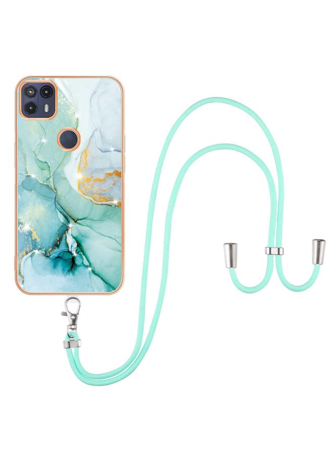 S-TOP Case For Motorola Moto G50 5G Electroplating Marble IMD TPU Phone Case with Lanyard - Image 2