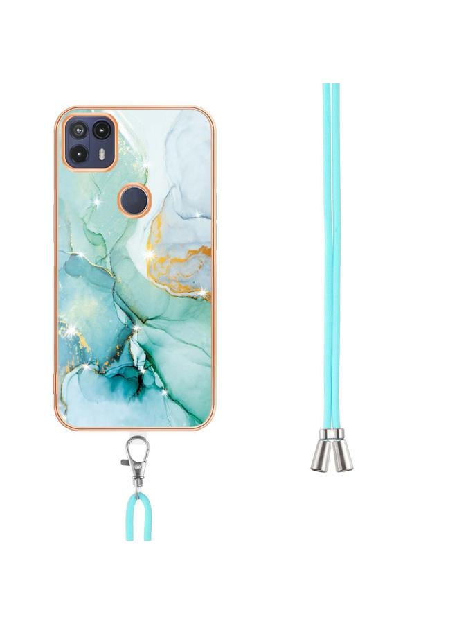 S-TOP Case For Motorola Moto G50 5G Electroplating Marble IMD TPU Phone Case with Lanyard - Image 3