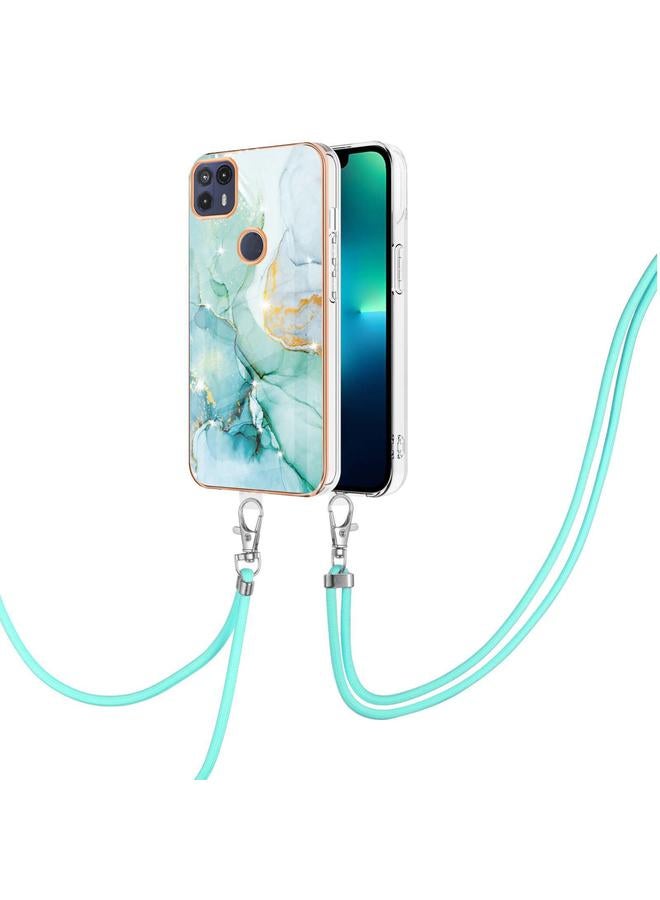 S-TOP Case For Motorola Moto G50 5G Electroplating Marble IMD TPU Phone Case with Lanyard - Image 1
