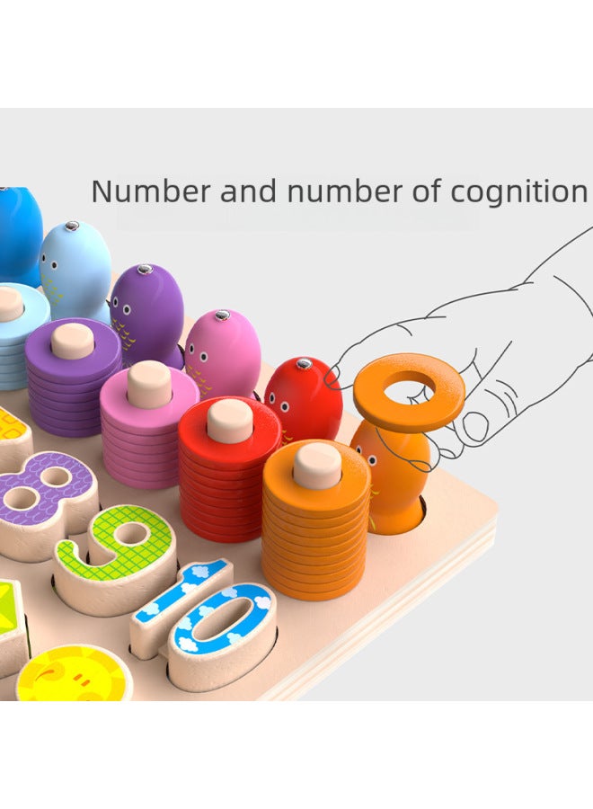 كرات خشبية، أحجية خشبية للأطفال، لوحة لوغاريتمية لتطوير الرسوم المتحركة، لعبة صيد ملونة، يد خشبية، أحجية ثلاثية الأبعاد - اللون: لوحة لوغاريتمية ثلاثة في واحد (صندوق جلد البقر المطبوع) - Image 5