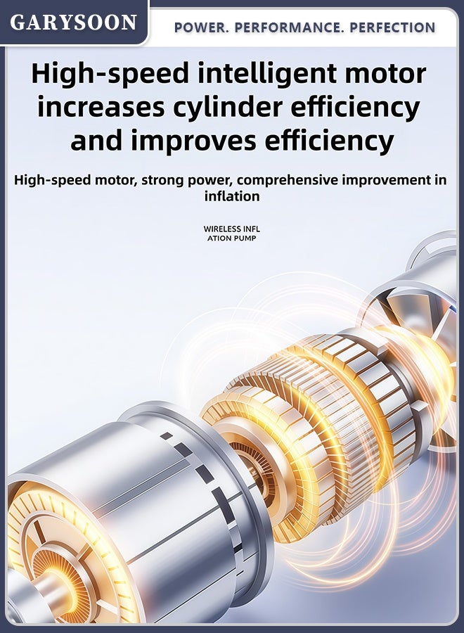 Garysoon 【GARYSOON】Cordless Tire Inflator, 90W Portable Air Pump 11.1V with Digital Pressure Display, LED Light, USB-C Charging for Car, Bike & Motorcycle - Image 4