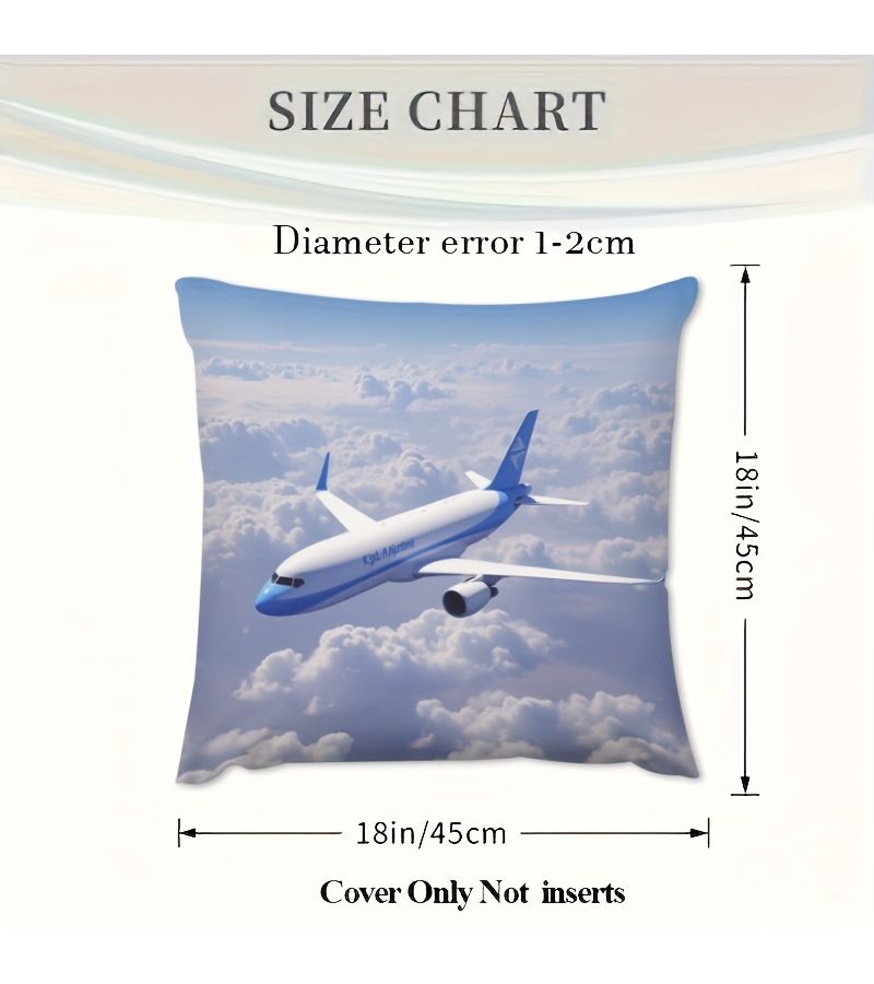 Royal Night Flight Airplane Cloud Square Plush Pillow Cover 18 X 18 Inches - Image 2