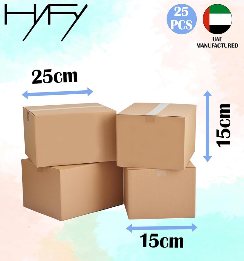 HYFY [25 Pack] Brown Carton 25X15X15 Cm Moving Boxes Cardboard Boxes Small Shipping Box Ecommerce Box Mailing Boxes Recyclable Corrugated Cardboard Shipping Box For Packaging Storage Box 3 Ply - Image 3