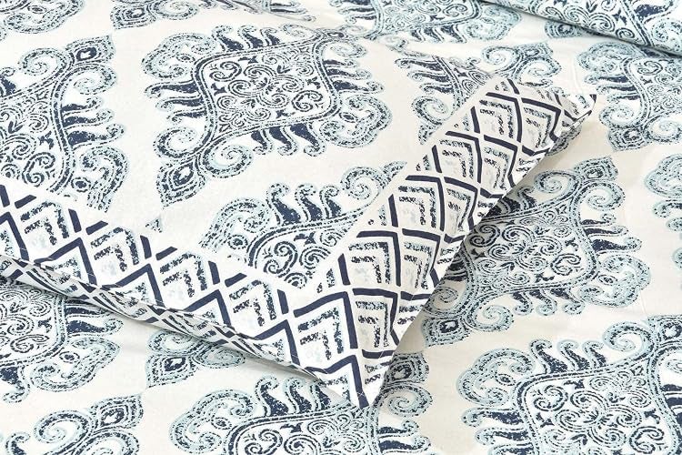 EasyGoods® 240 TC Cotton Bedsheet for Single Bed -Blue |MonarchSingle03 Bedsheet Single Size Bed Cotton|Single Size Bedsheet|Single Bedsheet with 1 Pillow Cover 59x88 Inch| Handcrafted Bed Sheets - Image 4
