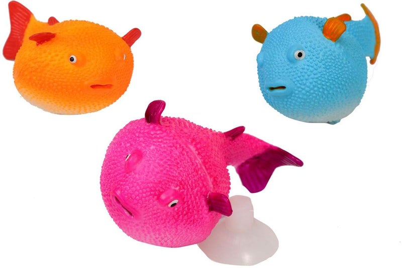 SRI Aquarium Glowing Silicone Artificial Puffer Fish Ornament for Fiah Tank (Pack of 3) - Image 1
