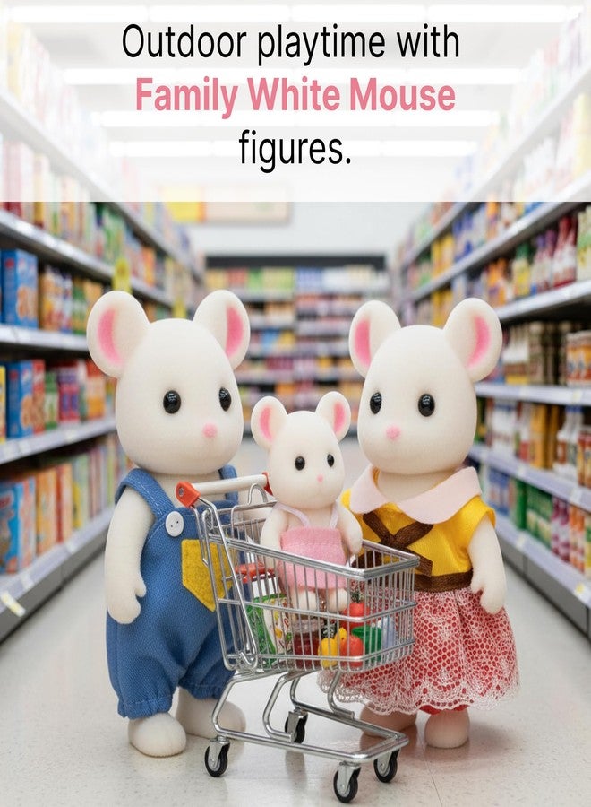 OLEOCA Family White Mouse Figures - Set of 3 Collectible Flocked Mini Dolls with Removable Clothes, Miniature Dollhouse Pretend Play Figures for Kids Ages 3+ - Image 2