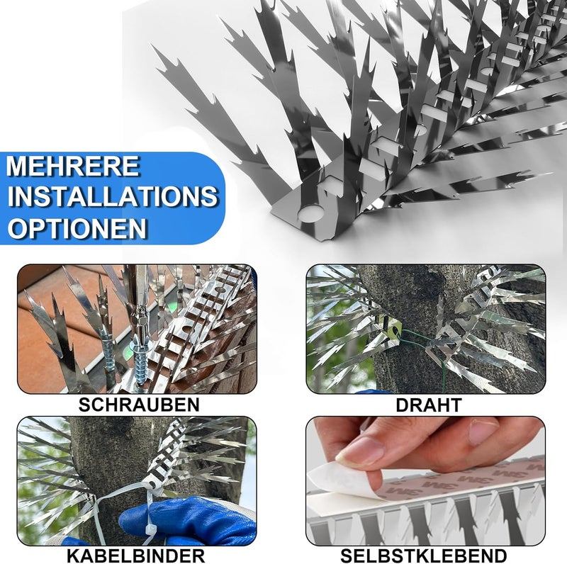 SuperAbound Marten Repellent, Pigeon Repellent Spikes, Bird Repellent, Raccoon Repellent, Marten Protection, Downpipes for Garden, Balcony, Attic, Tree Protection, Gutters - 2.2 m Stainless Steel - Image 5