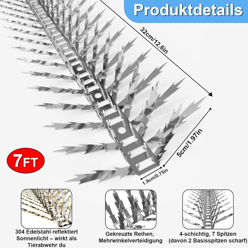 SuperAbound Marten Repellent, Pigeon Repellent Spikes, Bird Repellent, Raccoon Repellent, Marten Protection, Downpipes for Garden, Balcony, Attic, Tree Protection, Gutters - 2.2 m Stainless Steel - Image 2