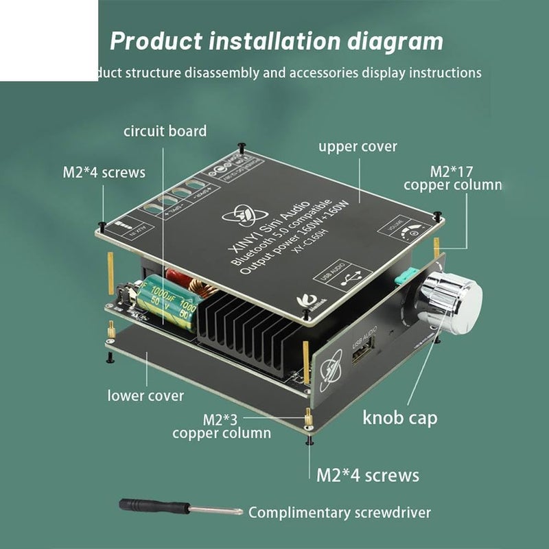 TDA7498E 160WX2 2.0 قناة لوحة مكبر صوت ستيريو موديول XY C160H - Image 4