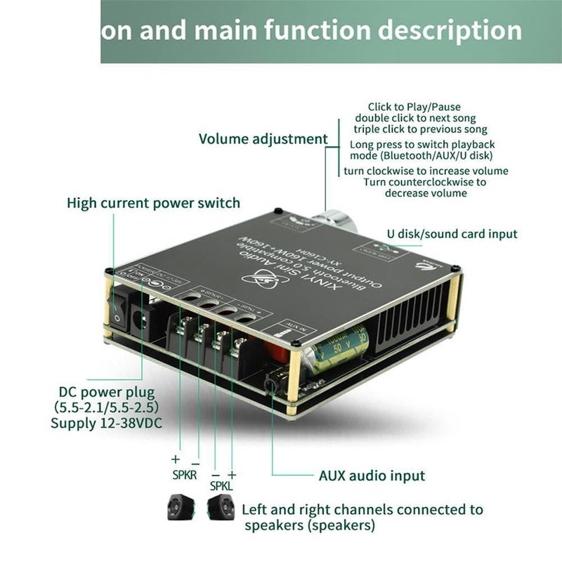 TDA7498E 160WX2 2.0 قناة لوحة مكبر صوت ستيريو موديول XY C160H - Image 5