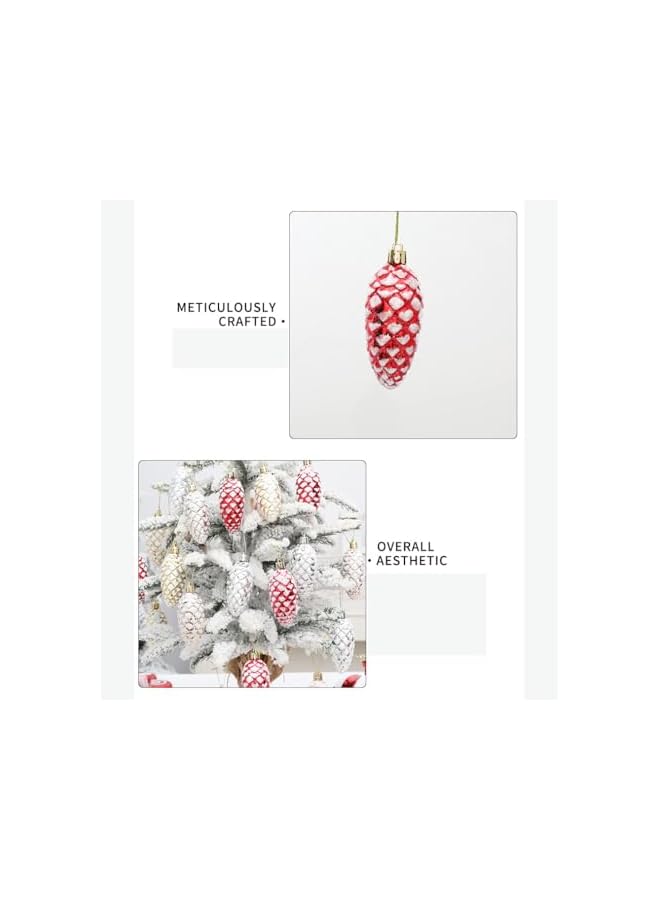 The Bros زينة صنوبر مزخرفة - مجموعة زينة شجرة عيد الميلاد 5 قطع (أحمر) - Image 5