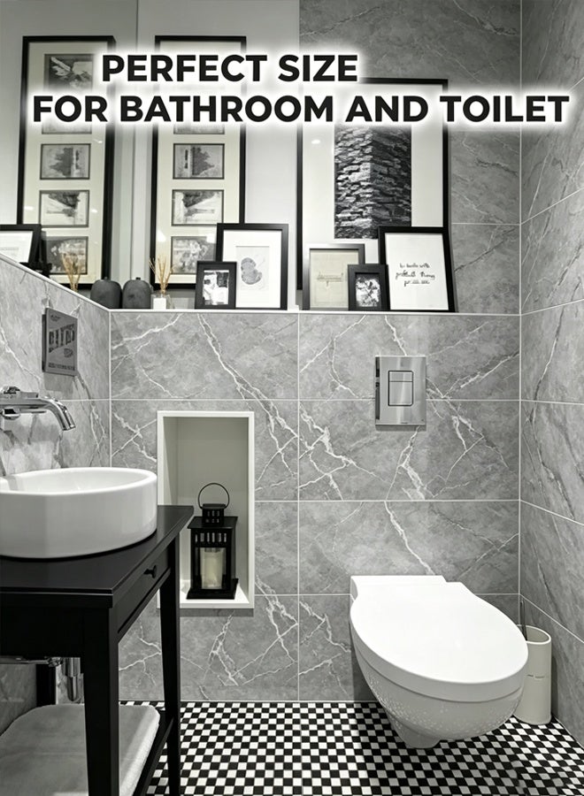 Comysubao 6/12-Pack Wall Panels for Interior Wall Decor, Glossy Marble Pattern Wallpaper Self Adhesive Waterproof Oil Resistant Accent Wall Paneling, Decorative Wall Stickers Ideal for Home Decor and Renovation Durable Wall Covering Solution, Grey - Image 4