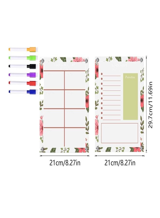 Generic 2pcs Acrylic Magnetic Dry Erase Board for Fridge Strong-Magnetic and Adhesive Clear Monthly and Weekly Calendar for Refrigerator and Wall Including Wall Hook for Different Scenes  - Image 2