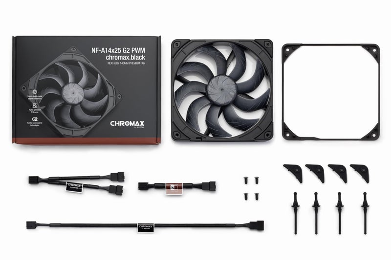 NOCTUA مروحة كمبيوتر هادئة 140 مم من نوكتوا NF-A14x25 G2 PWM chromax.أسود، جودة ممتازة - Image 5