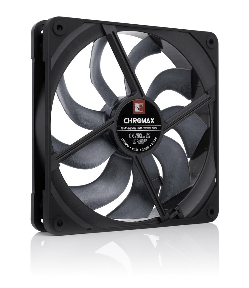 NOCTUA مروحة كمبيوتر هادئة 140 مم من نوكتوا NF-A14x25 G2 PWM chromax.أسود، جودة ممتازة - Image 3