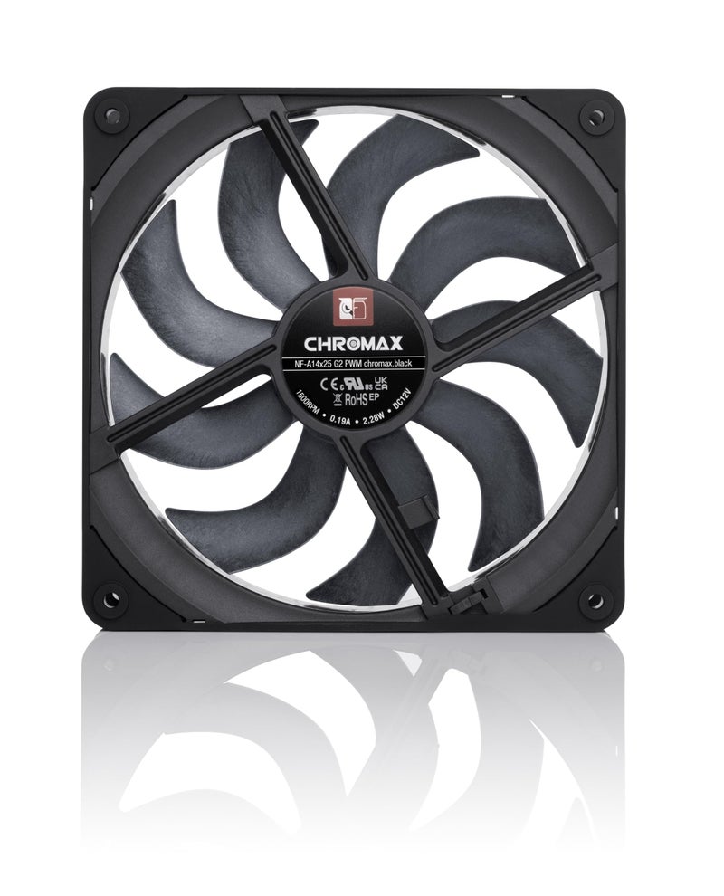 NOCTUA مروحة كمبيوتر هادئة 140 مم من نوكتوا NF-A14x25 G2 PWM chromax.أسود، جودة ممتازة - Image 4
