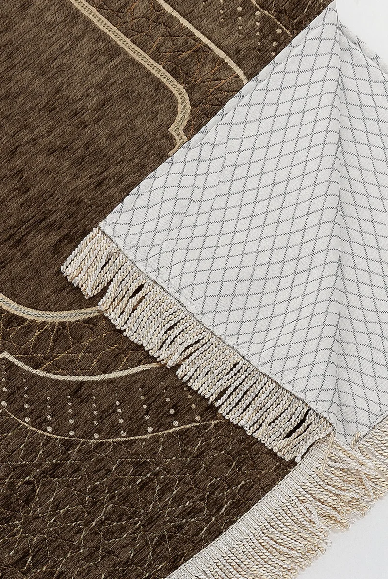 ايهفان اونلاين Mihrap Patterned Lined Chenille Prayer Rug - Brown