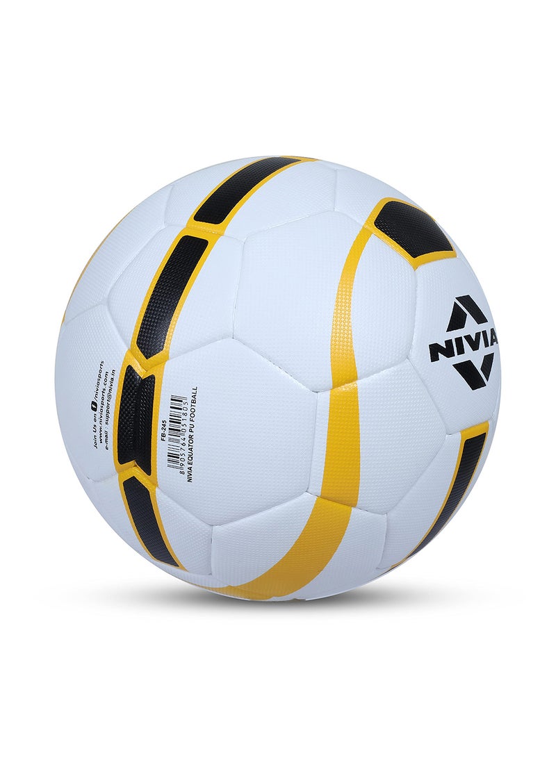 Nivia FB-245 Leather Football (Multicolour, Size 5) | Hand Stitched | 32 Panel | Hobby Playing Ball | Soccer Ball | Butyl Bladder Core - Image 2